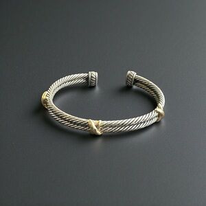 Classic Cable Twist "X" Cuff Bracelet